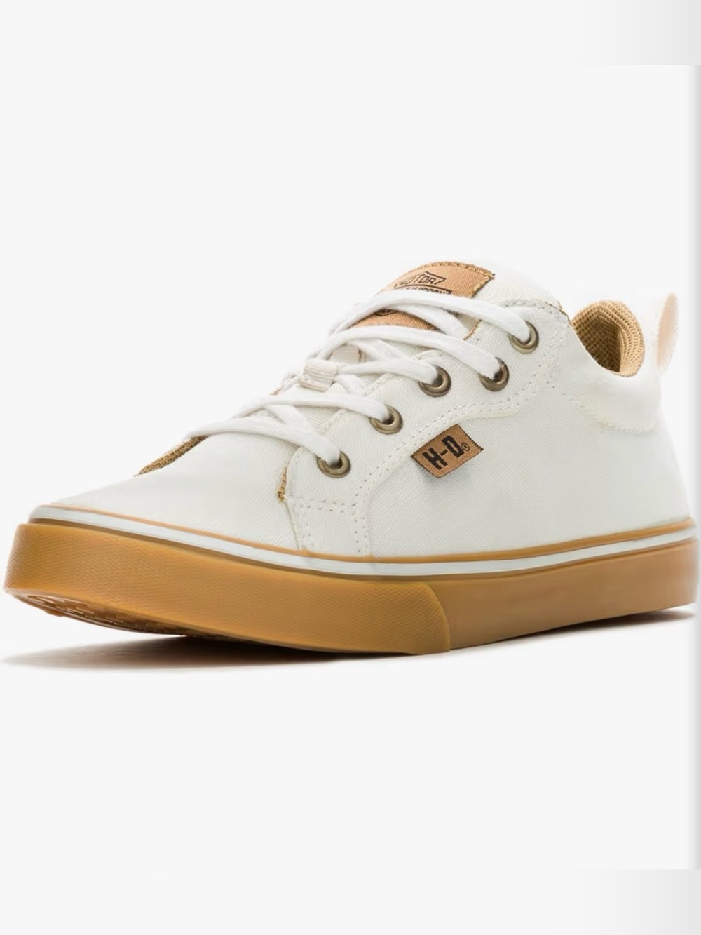 Harley Davidson White Canvas Sneaker with Gum Sole